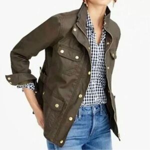 J.Crew Downtown Field Jacket – Waxed Cotton – Olive Green – XS